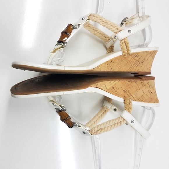 Etienne Aigner White Rope Bamboo Wedge Sandal - Picture 8 of 13